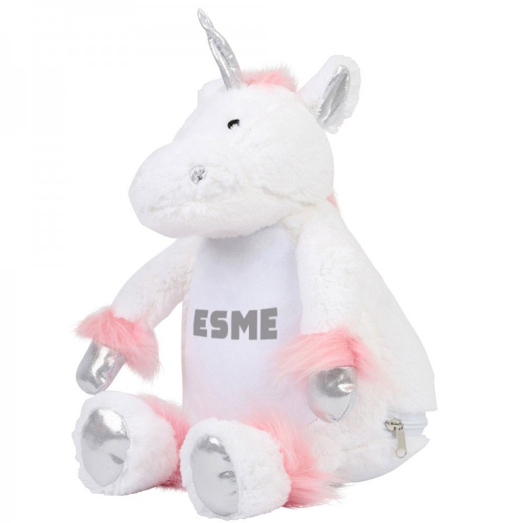 Personalised White Unicorn Zippie